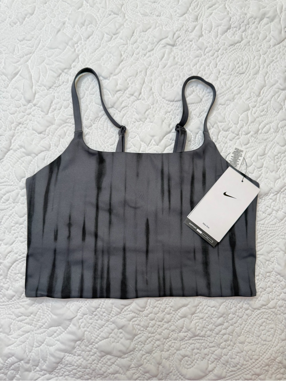 Nike Women's Gray Black Tie-Dye Crop Tank